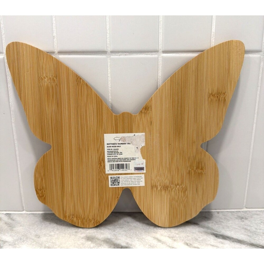Dolly Butterfly Bamboo Serving Tray 4-Section Divided Charcuterie Jewelry Board - Picture 3 of 7